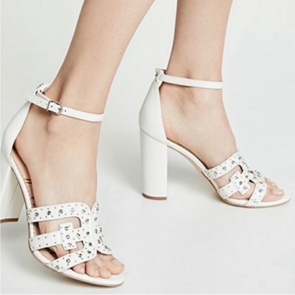 Sam Edelman White/Silver studded Yasha heels